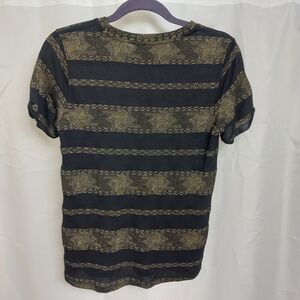 Lucky Brand Black and Gold Patterned Top